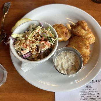 Oros Fireside Restaurant - Fried halibut and coleslaw - American Near Me - Cannon Beach, Oregon