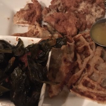 Lunch. Supper! - Cornbread Waffle and Chicken with Collard Greens! Soooo yummy!! - New American Near Me - Richmond, Virginia