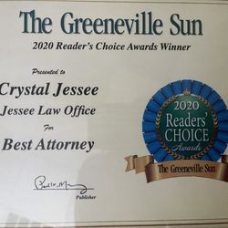 Jessee Law Office - 2020 Greenville's Best Attorney award