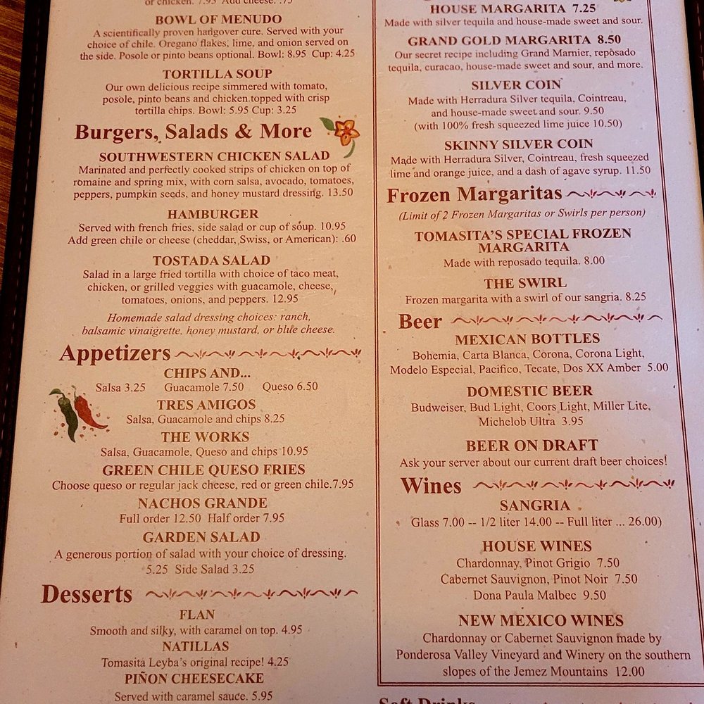 Tomasita's - Menu - New Mexican Cuisine Near Me - Santa Fe, New Mexico Tomasita's - Menu - New Mexican Cuisine Near Me - Santa Fe, New Mexico