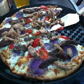Resurrection Roadhouse - Steak pizza with Gorgonzola cream, fried onions, etc. - American Near Me - Seward, Alaska Resurrection Roadhouse - Steak pizza with Gorgonzola cream, fried onions, etc. - American Near Me - Seward, Alaska