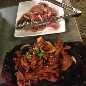 Jong Ga House - 9.7.14 - Marinated beef (top) & spicy pork (bottom) - Korean Near Me - Oakland, California