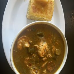 Gumbo and corn bread