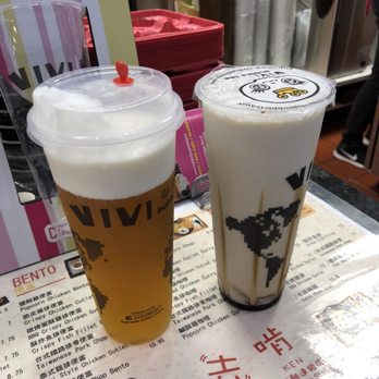 ViVi Bubble Tea - Left: Jasmine Float Right: Brown Sugar Milk Latte - Bubble Tea Near Me - Duluth, Georgia