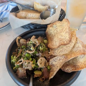 Lure Fish House - Happy hour poke with taro chips - Seafood Near Me - Porter Ranch, California