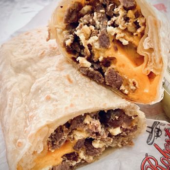Roberto's Taco Shop - Carne Asada Breakfast Burrito (cut in half) - Mexican Near Me - Reno, Nevada Roberto's Taco Shop - Carne Asada Breakfast Burrito (cut in half) - Mexican Near Me - Reno, Nevada