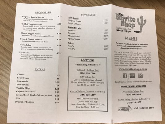 Menu photo 5 The Burrito Shop Oakland, CA
