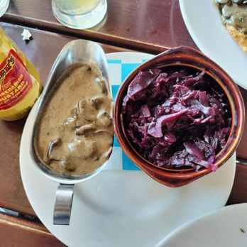 Hofbräuhaus Buffalo - A la carte sides of mushroom gravy, and cooked red cabbage ($5/each, and huge portions!) - Beer Gardens Near Me - Buffalo, New York Hofbräuhaus Buffalo - A la carte sides of mushroom gravy, and cooked red cabbage ($5/each, and huge portions!) - Beer Gardens Near Me - Buffalo, New York