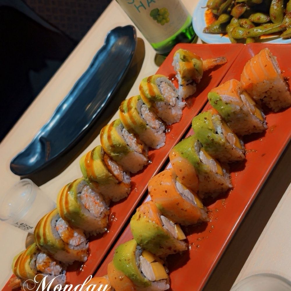 Arigatto Sushi - Salmon Skin - 6 Pieces Spicy Rainbow - 8 Pieces really yummy - Sushi Bars Near Me - La Habra, California Arigatto Sushi - Salmon Skin - 6 Pieces Spicy Rainbow - 8 Pieces really yummy - Sushi Bars Near Me - La Habra, California