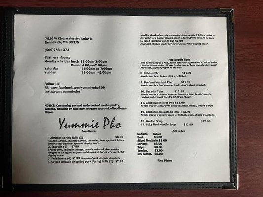 Menu photo 1 Yummie Pho Kennewick, WA