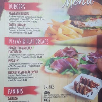 Playland - a menu for a restaurant - Fast Food Near Me - Doral, Florida