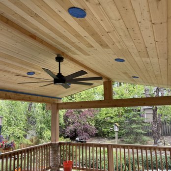 Grassroots Construction - a deck with a ceiling fan - Landscaping Near Me - Lake Oswego, Oregon