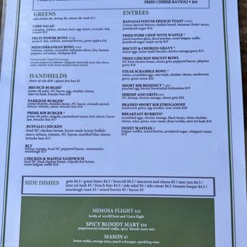 Parkside Restaurant - Brunch menu, March 2026. - American Near Me - Raleigh, North Carolina