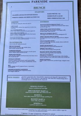 Menu photo 1 Parkside Restaurant Raleigh, NC