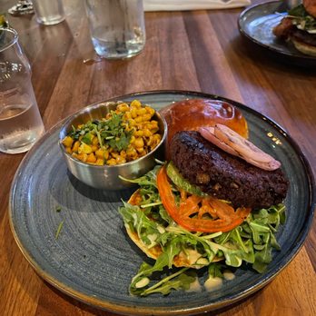 Eureka! - Veggie Beet Burger, Truffle Corn - American Near Me - San Diego, California Eureka! - Veggie Beet Burger, Truffle Corn - American Near Me - San Diego, California