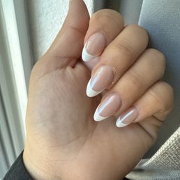 White acrylic nails with chrome