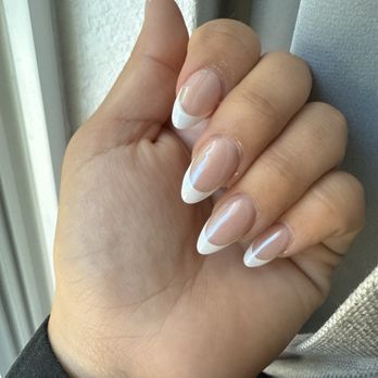 Zuri Nails House - White acrylic nails with chrome - Nail Salons Near Me - Bedford, Texas