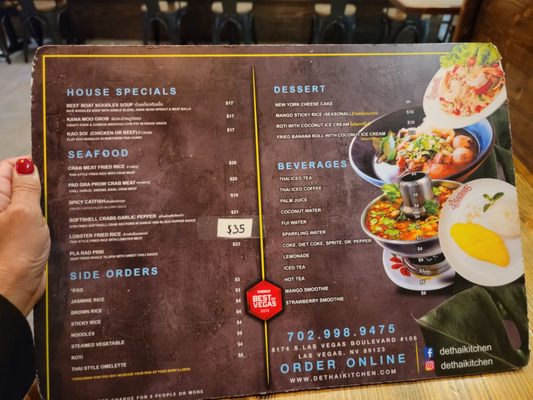 Menu photo 8 D E Thai Kitchen Las Vegas, NV