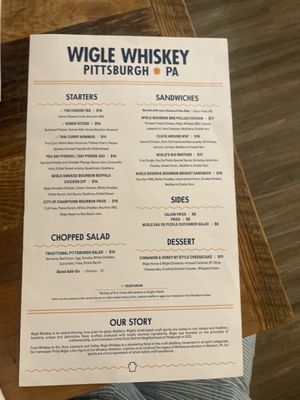 Menu photo 3 Wigle North Shore Pittsburgh, PA