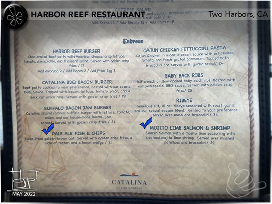 Menu photo 3 Harbor Reef Restaurant Two Harbors, CA
