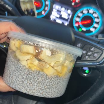 ShakeExpress - Chia seed pudding with pineapple honey almond butter and and bananas - Juice Bars & Smoothies Near Me - McAllen, Texas ShakeExpress - Chia seed pudding with pineapple honey almond butter and and bananas - Juice Bars & Smoothies Near Me - McAllen, Texas