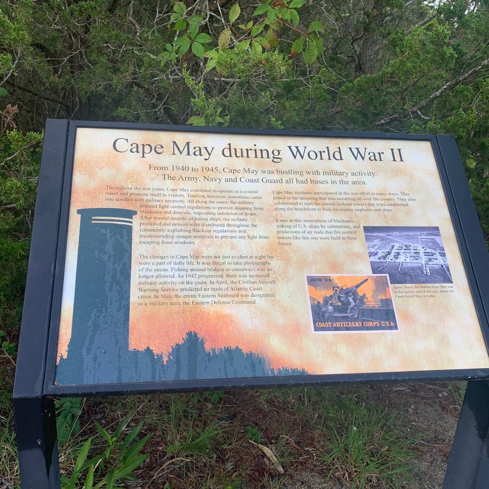 World War II Lookout Tower - Sign on walkway - Landmarks & Historical Buildings Near Me - Cape May, New Jersey World War II Lookout Tower - Sign on walkway - Landmarks & Historical Buildings Near Me - Cape May, New Jersey