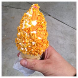 K Cream Korner - Orange vanilla twist with crunch coat