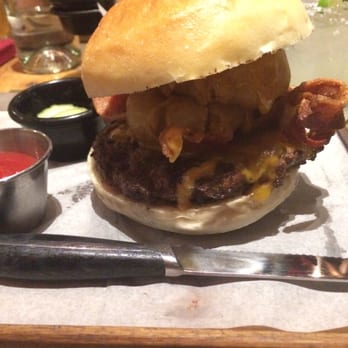 Trata - Monster burger cooked perfectly! - New American Near Me - Rochester, New York