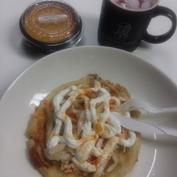 Chiltepe - Pupusas De Chicharon con queso with curtido, sour cream(from home) & the salsa. Dulce de Leche flan & Strawberry lemonade Minutemaid. Yummy! - Latin American Near Me - Long Beach, California Chiltepe - Pupusas De Chicharon con queso with curtido, sour cream(from home) & the salsa. Dulce de Leche flan & Strawberry lemonade Minutemaid. Yummy! - Latin American Near Me - Long Beach, California