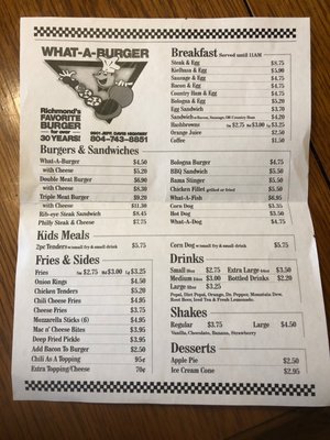 Menu photo 1 What-a-burger Richmond, VA