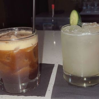 Tinto Y Tapas - Left:Carajillo. Right: Cucumber Margarita - Spanish Near Me - San Antonio, Texas