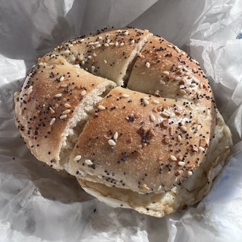 Wholy Bagel - Everything bagel with egg, bacon, and Angry Texan cream cheese - Bagels Near Me - Austin, Texas Wholy Bagel - Everything bagel with egg, bacon, and Angry Texan cream cheese - Bagels Near Me - Austin, Texas