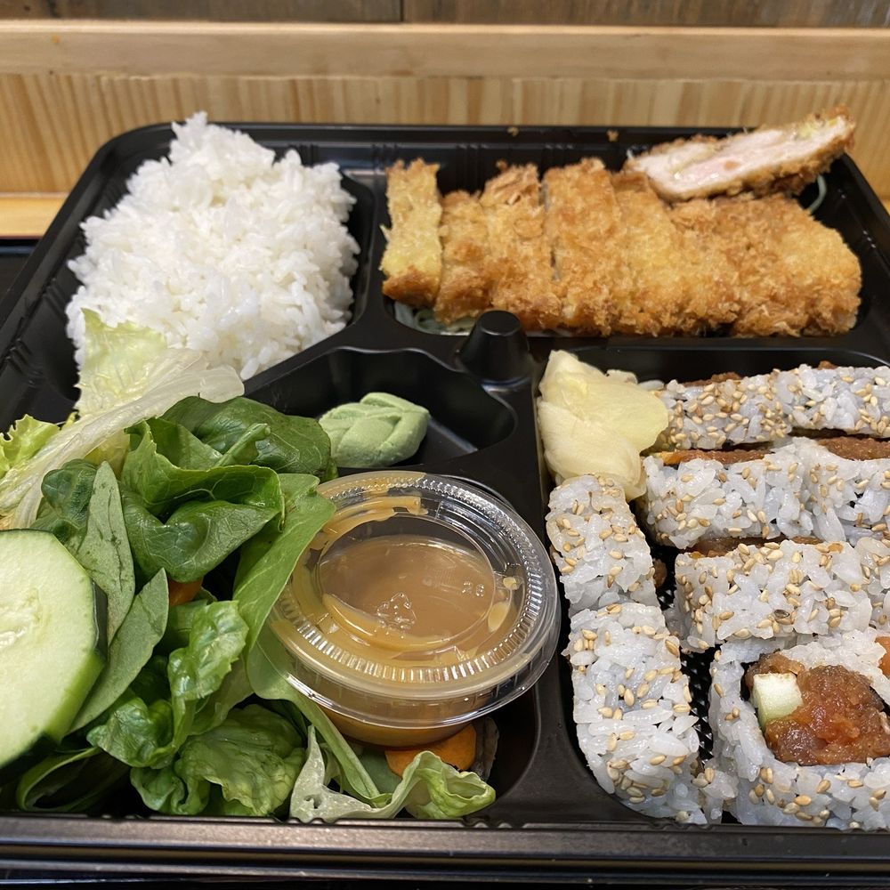 Sushi on the Run - Chicken katsu bento box with spicy tuna roll good! - Korean Near Me - Rancho Mirage, California Sushi on the Run - Chicken katsu bento box with spicy tuna roll good! - Korean Near Me - Rancho Mirage, California