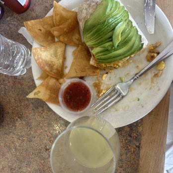 Pancake Cottage - Chorizo breakfast burrito with avocado and a mimosa - Breakfast & Brunch Near Me - Avalon, California Pancake Cottage - Chorizo breakfast burrito with avocado and a mimosa - Breakfast & Brunch Near Me - Avalon, California