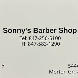 Sonny's Barber Shop - Sonny's business card with business hours