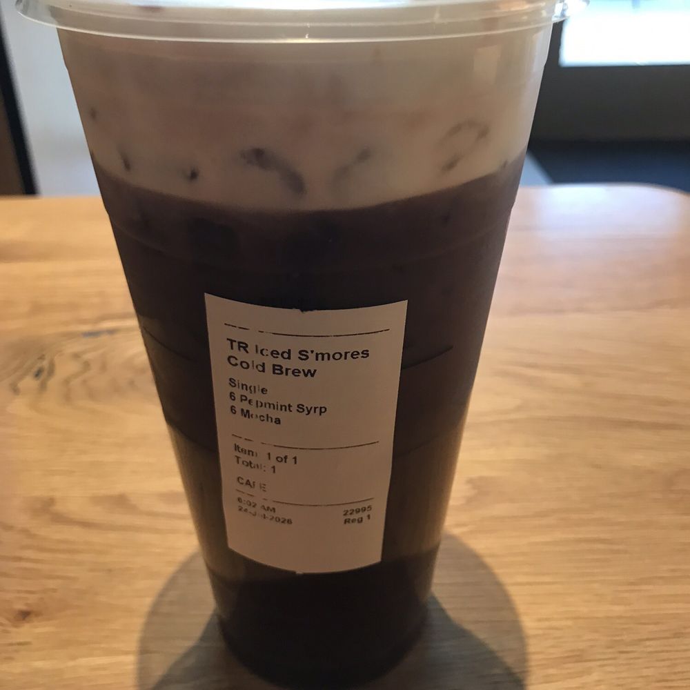 Starbucks - S'Mores Cold Brew with 6 shots each of peppermint and mocha as well a single shot espresso - Coffee & Tea Near Me - Bridgeport, Connecticut