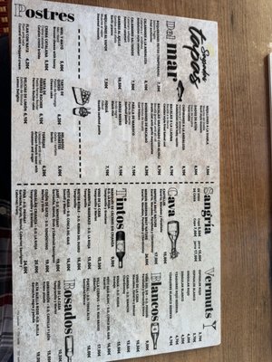 Menu photo 1 sagrada tapas Barcelona, B Menu photo 1 sagrada tapas Barcelona, B