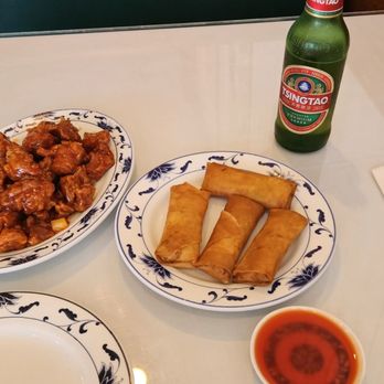Wok's Cookin' - Orange Chicken, fried rice, eggrolls and Chinese beer. - Chinese Near Me - Castaic, California