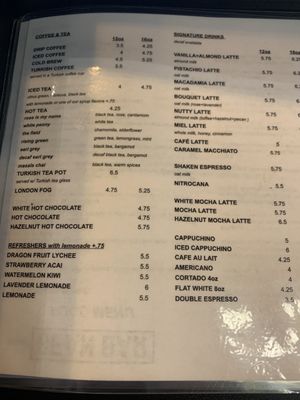 Menu photo 2 Bean Bar Northbrook, IL