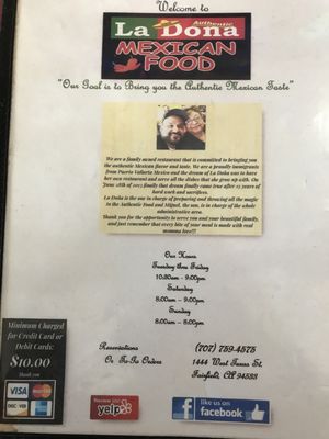 Menu photo 1 La Dona Fairfield, CA Menu photo 1 La Dona Fairfield, CA