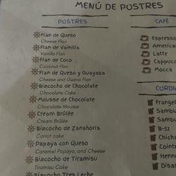 La Monserrate Sea Port - Dessert menu