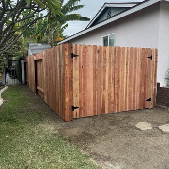 Irvine Fence - Double gate and shared 'good' neighbor fence - Fences & Gates Near Me - Anaheim, California Irvine Fence - Double gate and shared 'good' neighbor fence - Fences & Gates Near Me - Anaheim, California