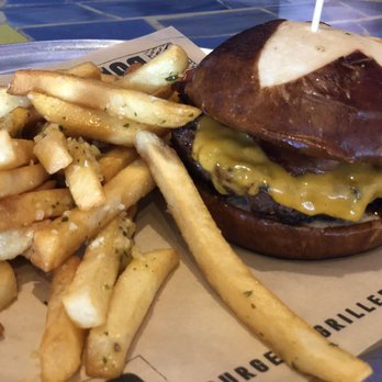 BGR Burgers Grilled Right - Pretzel burger and garlic fries - Burgers Near Me - Columbia, Maryland BGR Burgers Grilled Right - Pretzel burger and garlic fries - Burgers Near Me - Columbia, Maryland
