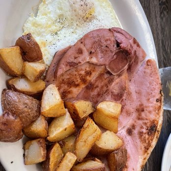 Rosine's Restaurant - Large Ham with three eggs over medium and potatoes - American Near Me - Monterey, California Rosine's Restaurant - Large Ham with three eggs over medium and potatoes - American Near Me - Monterey, California