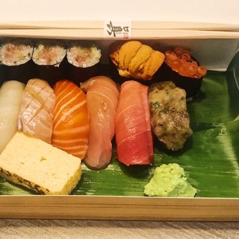 Sushi Shin - June 2020 10 pc nigiri set - Negitoro Maki, Uni, Ikura Second row - Hotate, Isaki, Zuke Trout, Kanpachi, Toro, Namero, Tomago - Sushi Bars Near Me - Redwood City, California Sushi Shin - June 2020 10 pc nigiri set - Negitoro Maki, Uni, Ikura Second row - Hotate, Isaki, Zuke Trout, Kanpachi, Toro, Namero, Tomago - Sushi Bars Near Me - Redwood City, California
