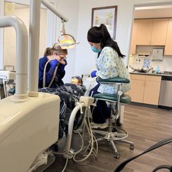Dr. Sahar talks so calmly and explains everything in a kid-friendly manner. Helps that each seat has a TV too, they get to watch Disney+!
