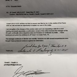 Hwy 29 RV Park - A letter to a judge with a 6 year residents' signature, which confirms fraudulence and discrimination!