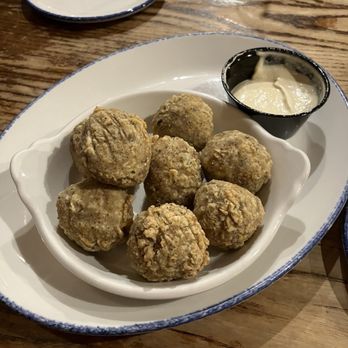 Parrain's Seafood - Boudin Balls. Very light breading with a mustard-based sauce. Loved 'em. - Southern Near Me - Baton Rouge, Louisiana