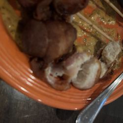Pressley's At the Marina - Bacon wrapped scallop skewers - overcooked