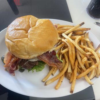 Upscale Rio - Mushroom Swiss Hamburger and fries - Burgers Near Me - Rio Rancho, New Mexico